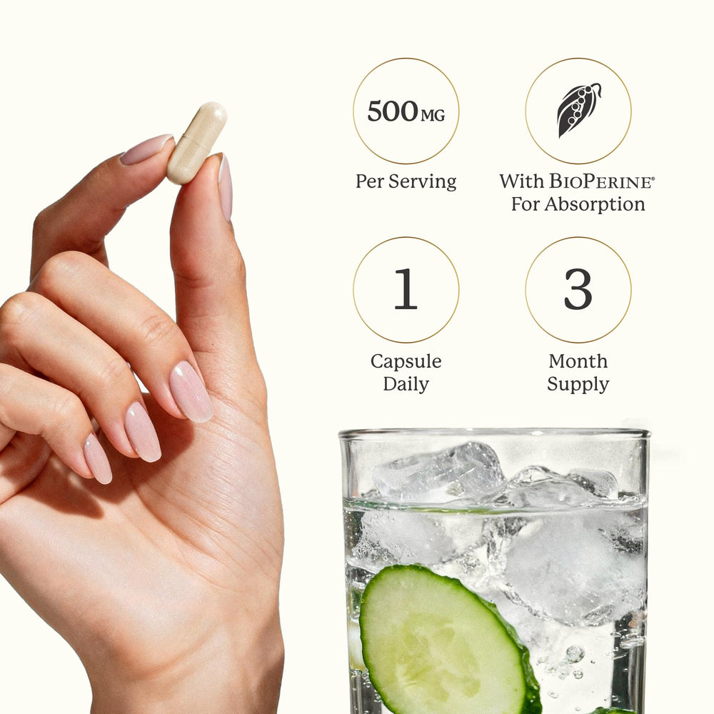 SMNutrition Calcium D-Glucarate pouring capsules into hand for convenient use.