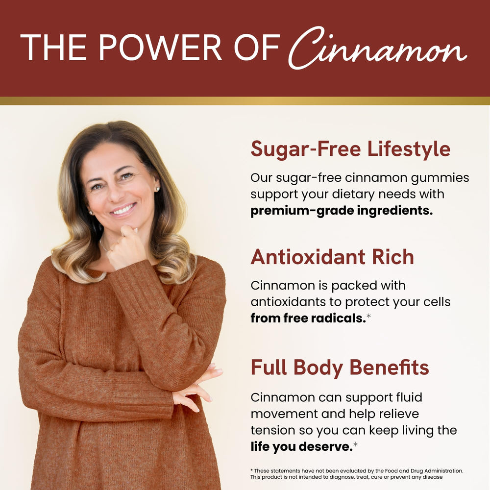 SMNutrition cinnamon gummies ceylon cassia blend aroma enhances daily flavor.