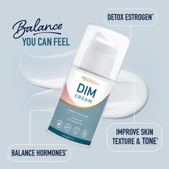 SMNutrition DIM Cream texture swirl on skin demonstrates moisturizing feel