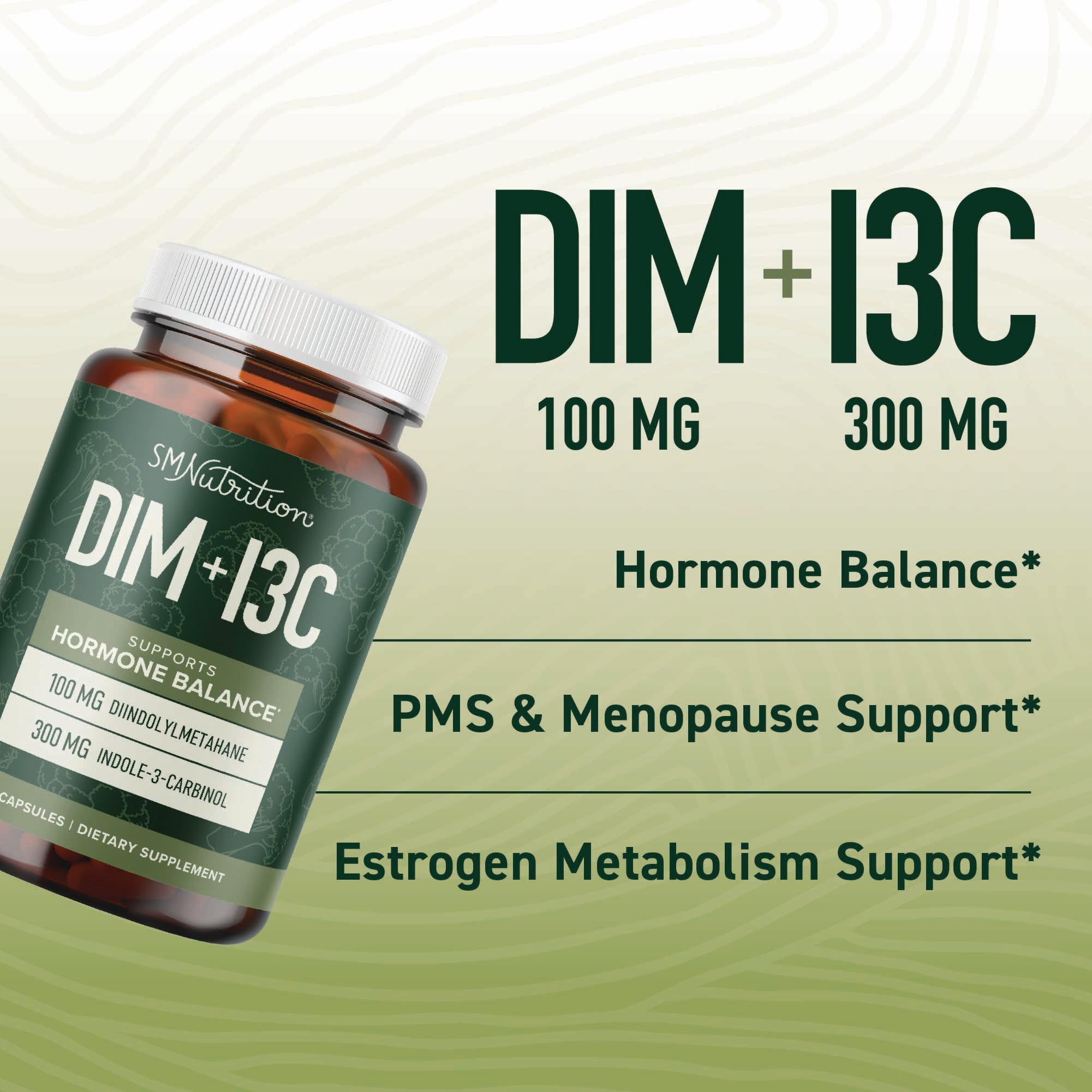 SMNutrition DIM & I3C capsules outline for daily wellness intake