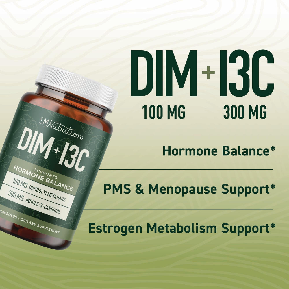 SMNutrition DIM & I3C capsules outline for daily wellness intake