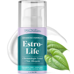 SMNutrition Estro-Life Balance Cream bottle with pump for easy daily hydration.