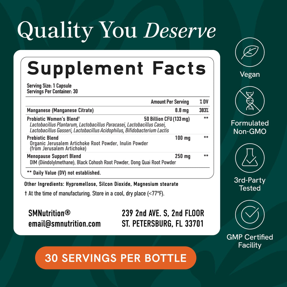 SMNutrition Hormone balance blend featuring DIM and herbs for cycle comfort