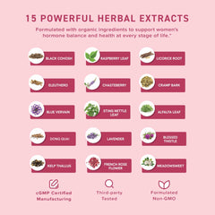 SMNutrition Hormone Balance ingredients panel emphasizes natural herbal support.