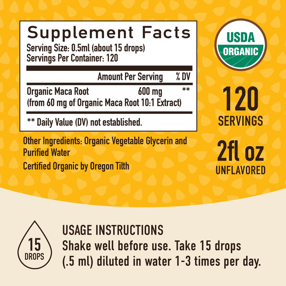 In-use SMNutrition Maca Root Drops with a glass shows easy integration into beverages