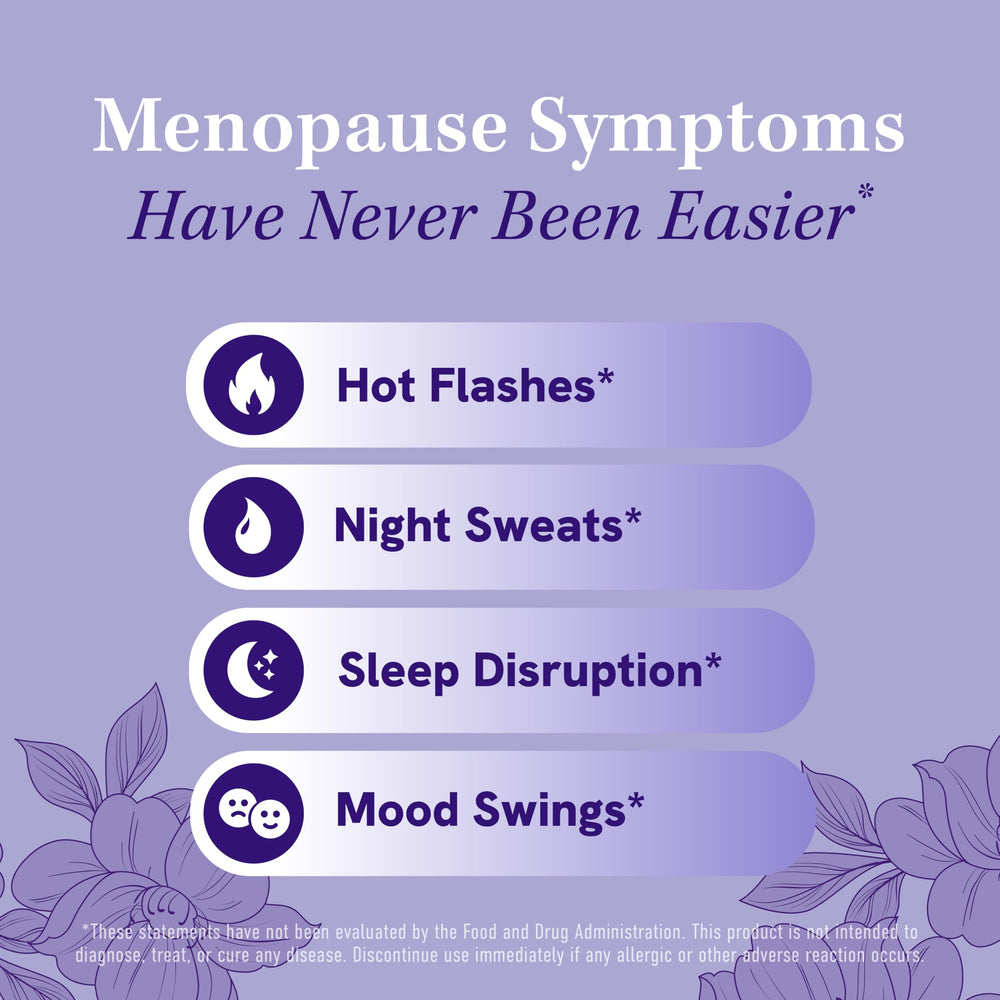 SMNutrition Menopause capsules close-up highlighting multi-symptom relief potential.
