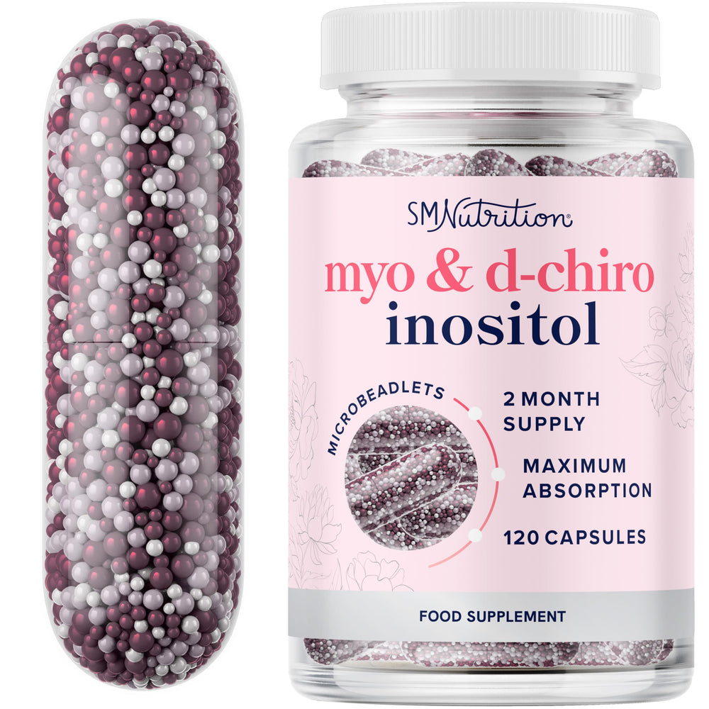 SMNutrition Myo-Inositol & D-Chiro Inositol bottle front supports hormone balance for women.