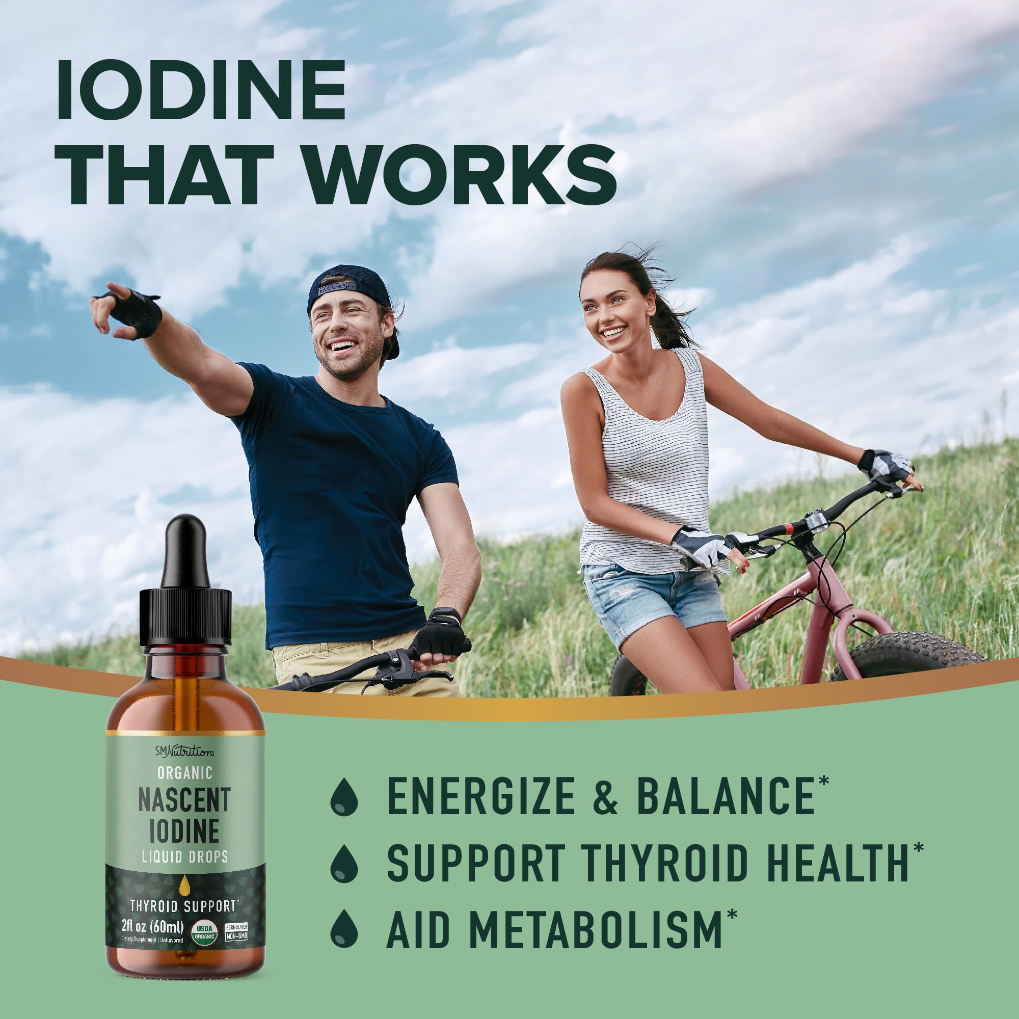 SMNutrition Nascent Iodine drops with dropper for easy dosing