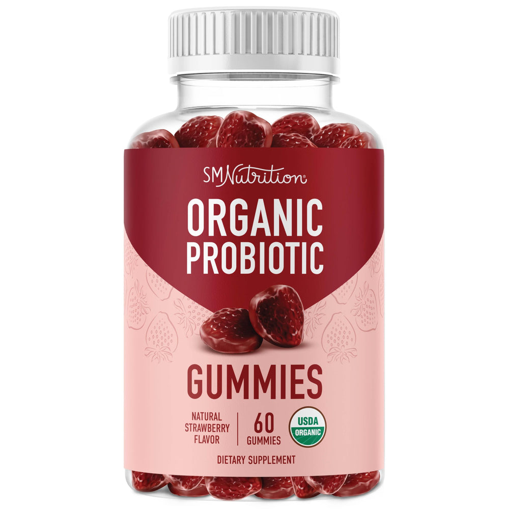 SMNutrition Organic Probiotics Gummies bottle front for daily immune support