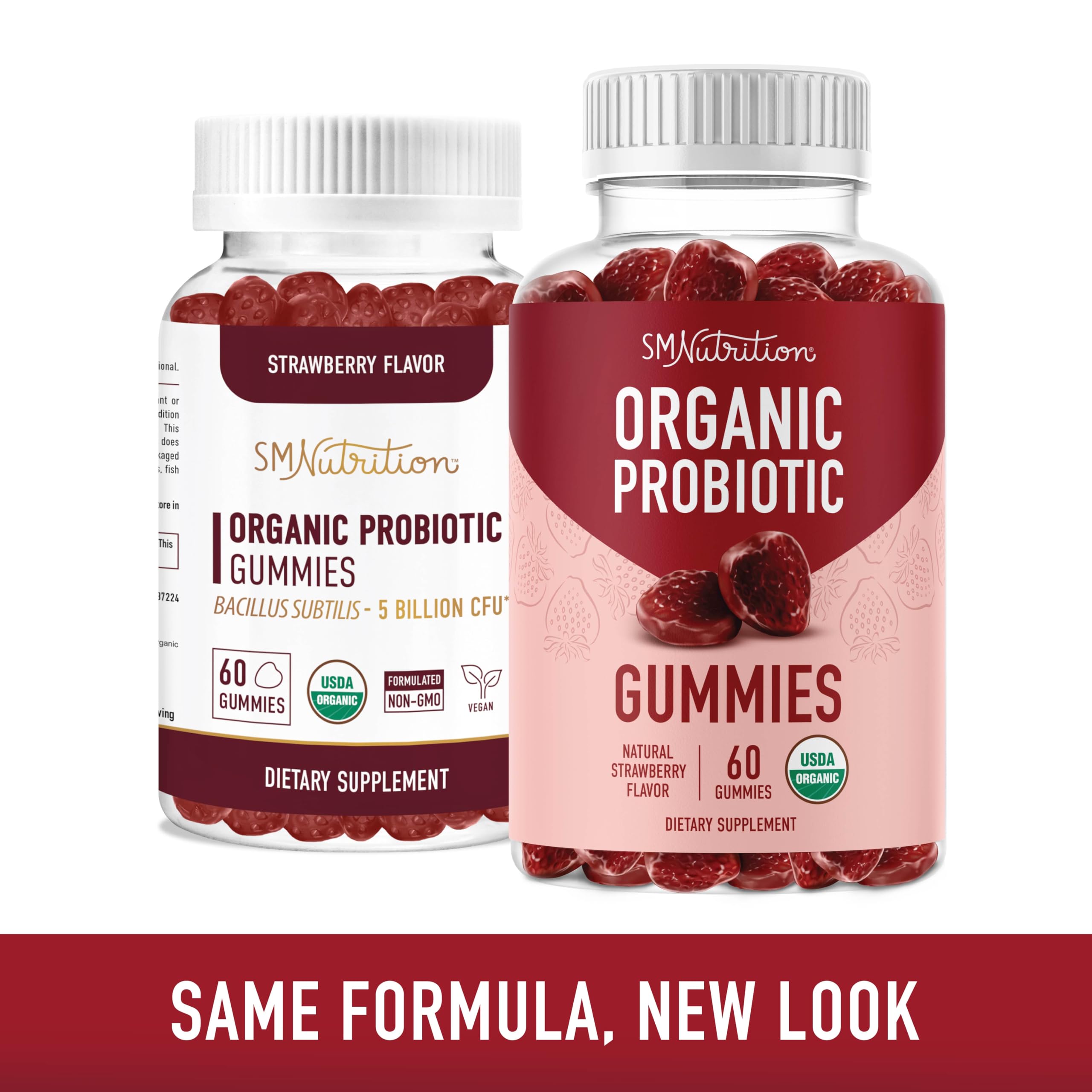 SMNutrition Organic Probiotics Gummies serving scene highlighting 5B CFU per serving