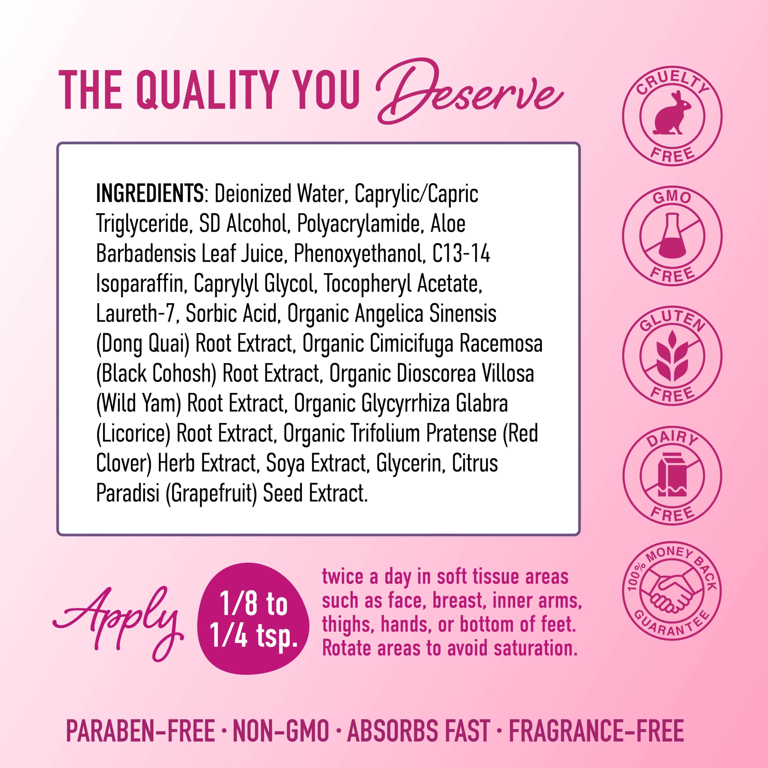 SMNutrition Phyto Estrogen Cream packaging highlights dairy-free and gluten-free formulation.