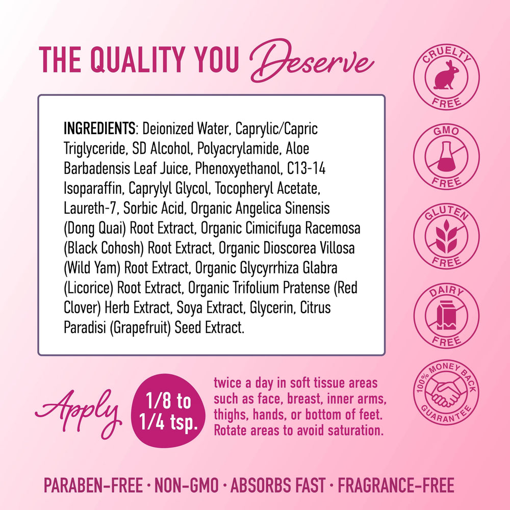SMNutrition Phyto Estrogen Cream packaging highlights dairy-free and gluten-free formulation.