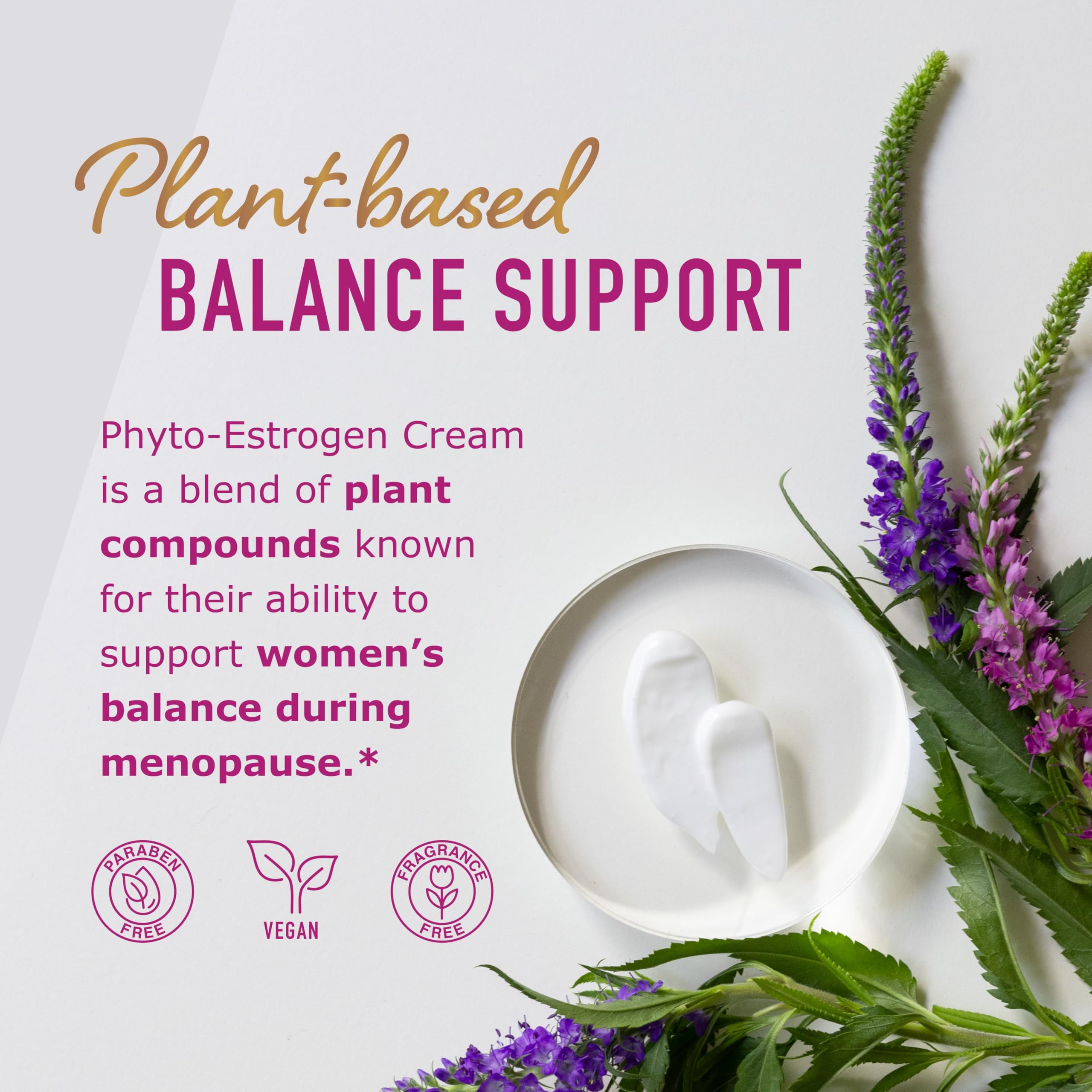 SMNutrition Phyto Estrogen Cream pump shown for convenient topical application.
