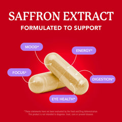 SMNutrition saffron capsules close-up, golden hue, emphasizing daily intake.