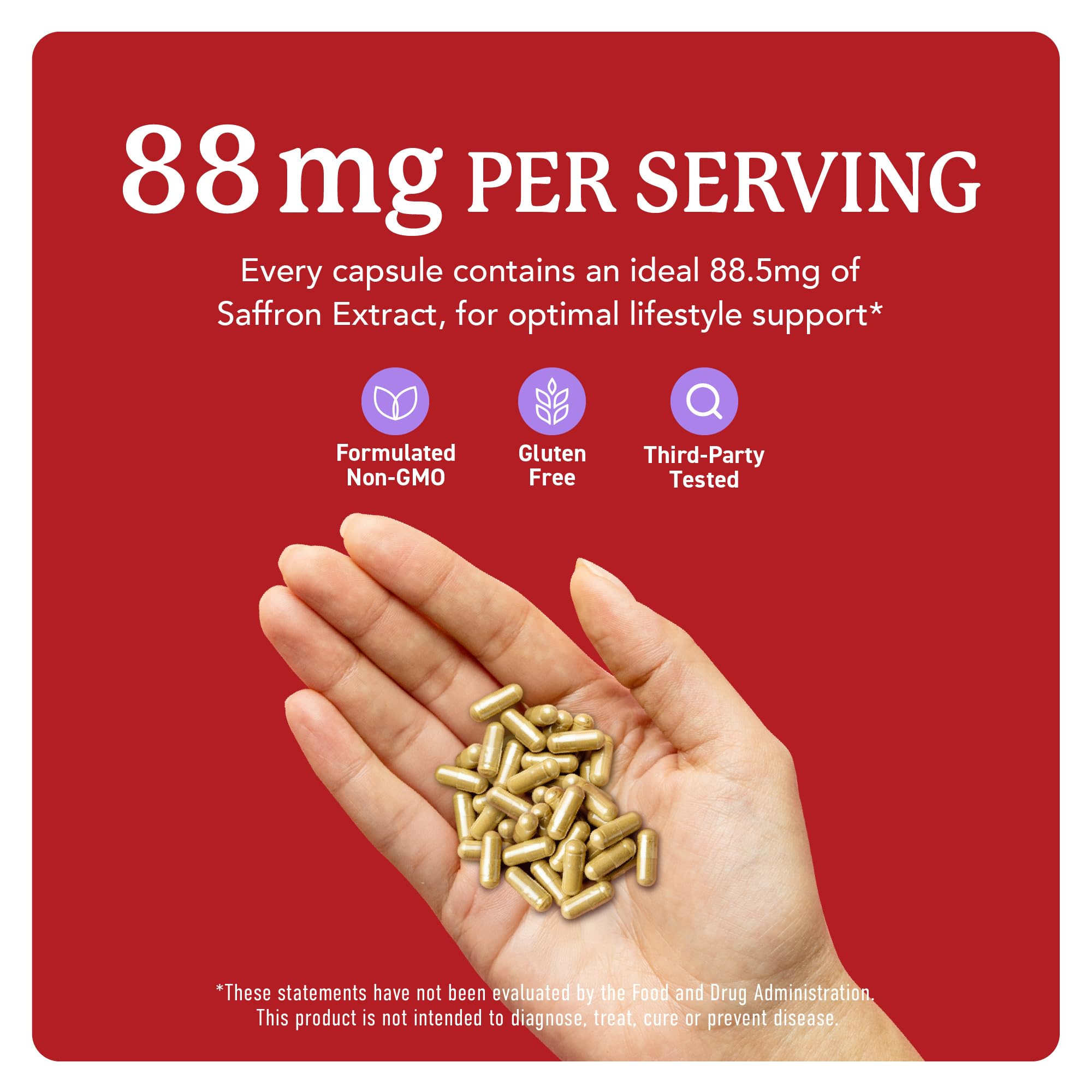 SMNutrition saffron label view, gluten-free and non-GMO certification visible.