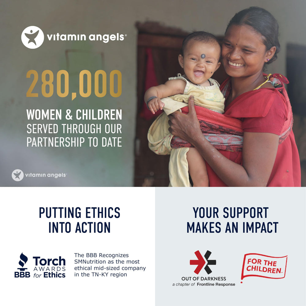 SMNutrition 60-count two-month supply packaging displayed for ongoing support.