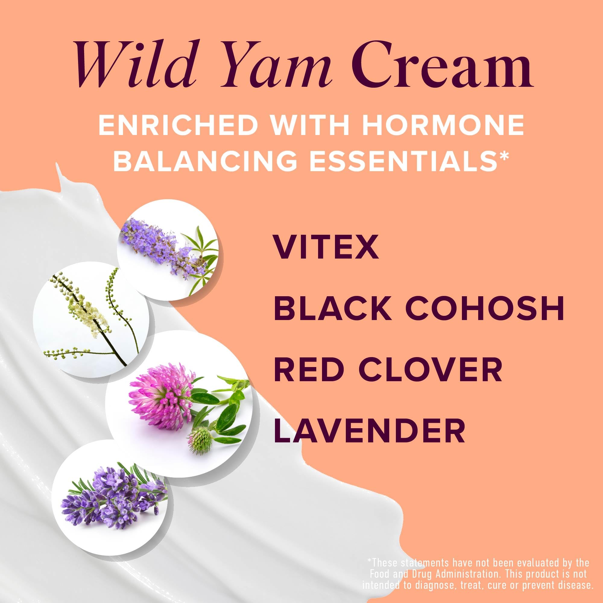 Close-up of SMNutrition Wild Yam Cream herbal blend with vitex and black cohosh.