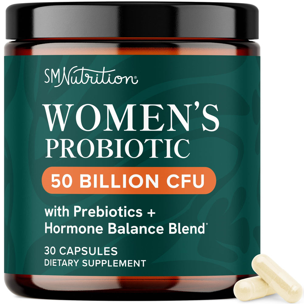 SMNutrition Women's Probiotic bottle for daily digestive balance and vaginal pH support