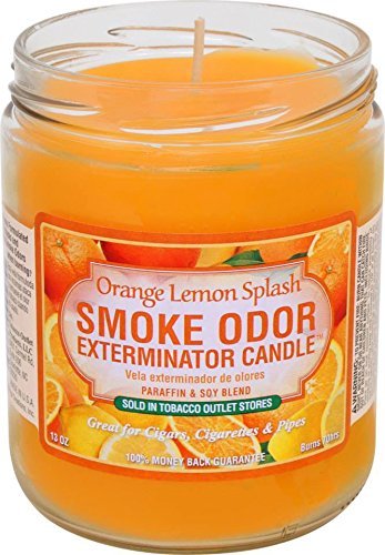 Smoke Odor Exterminator Candle with warm wick glow for tobacco odor neutralization