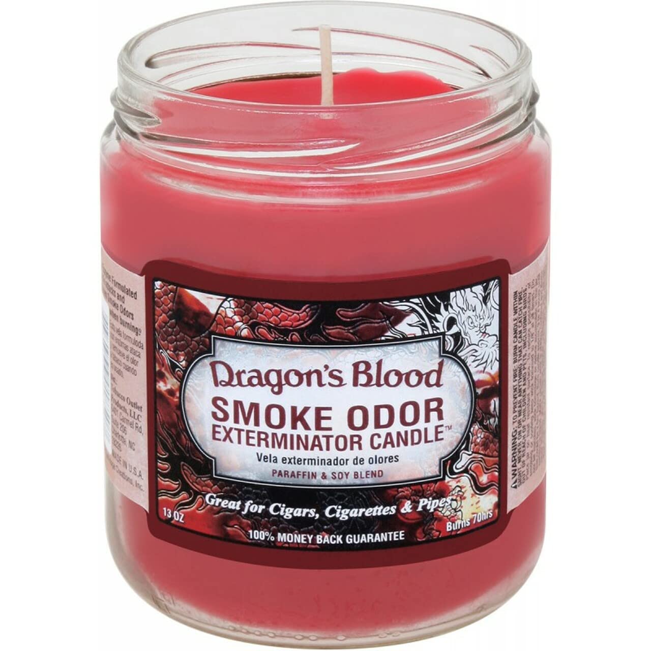 Smoke Odor Exterminator Dragon's Blood jar candle eases smoke odors with a rich resinous fragrance.