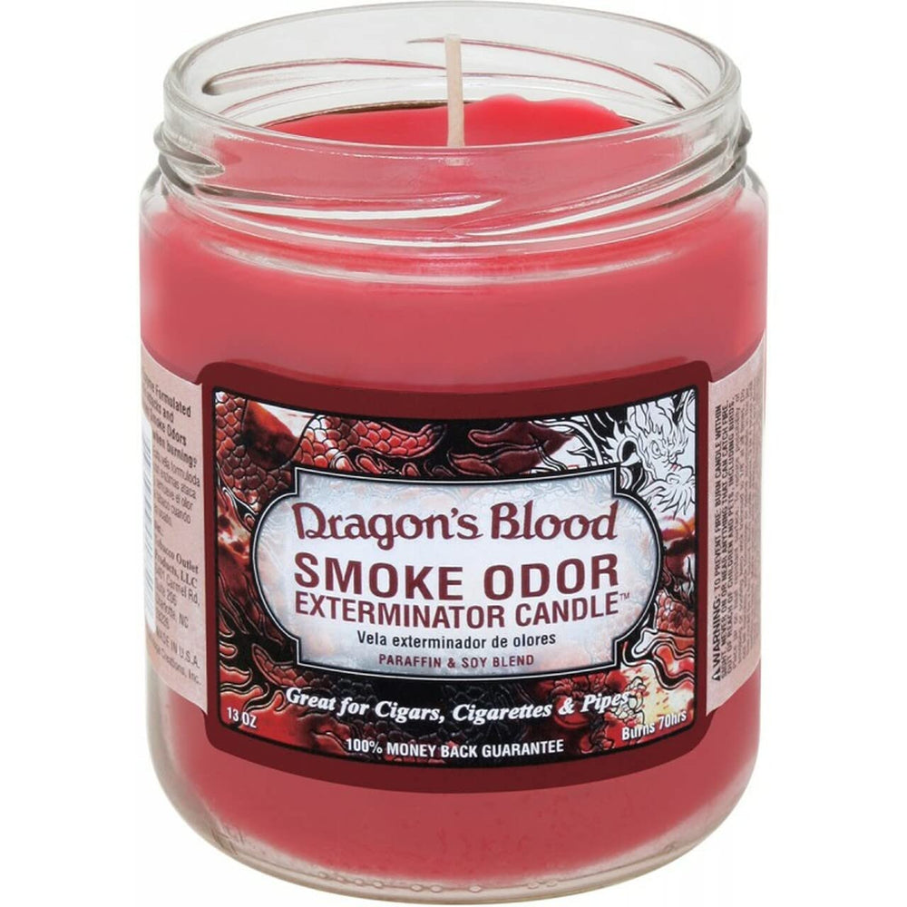 Smoke Odor Exterminator Dragon's Blood jar candle eases smoke odors with a rich resinous fragrance.