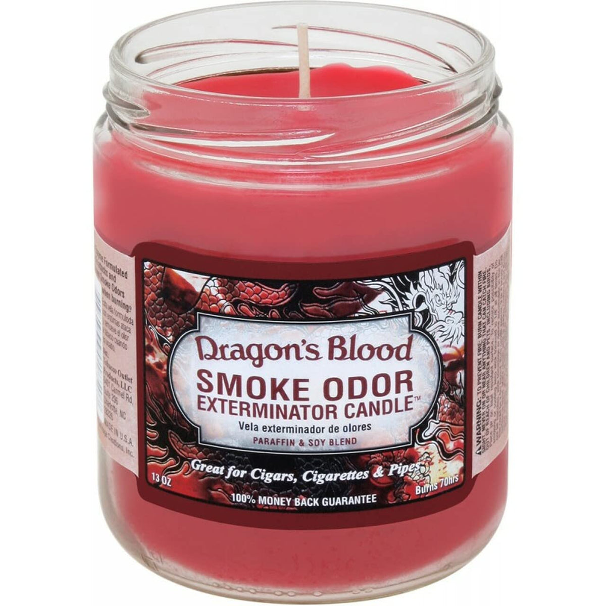 Smoke Odor Exterminator Dragon's Blood jar candle eases smoke odors with a rich resinous fragrance.