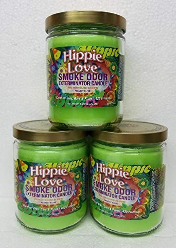 Smoke Odor Exterminator Hippie Love candle jar warm inviting aroma