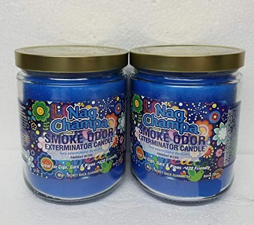 Two-pack Nag Champa jar candles from Smoke Odor Exterminator provide ambiance and odor masking.