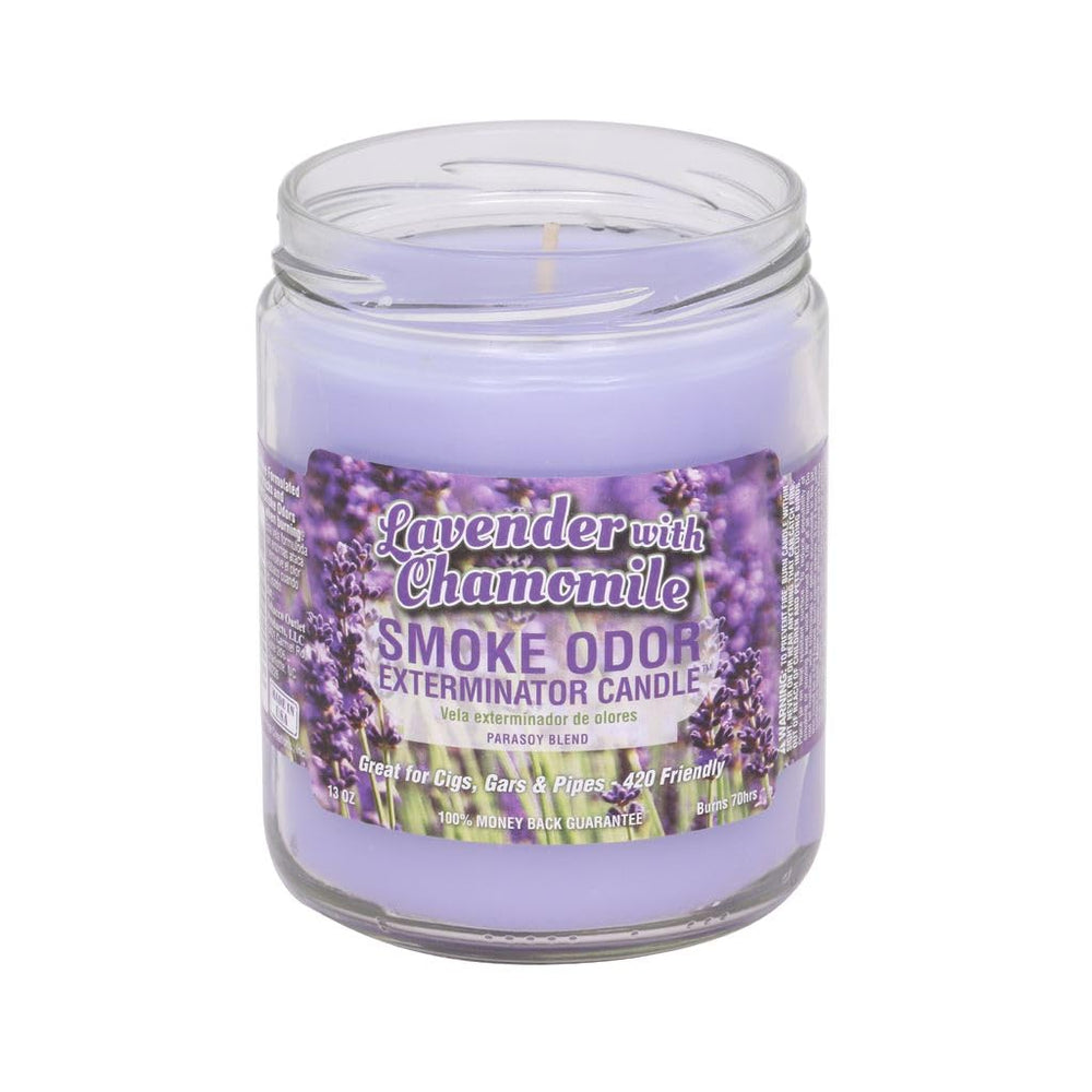 Vela Smoke Odor Exterminator con aroma lavanda camomila para neutralizar olores en casa