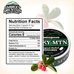 Smokey Mountain Arctic Mint pack display shows tobacco-free snuff option.