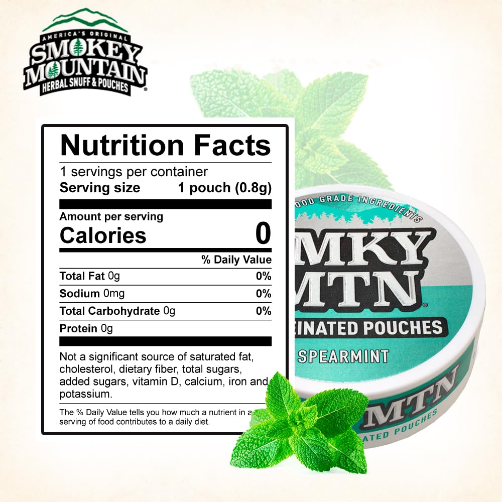 Smokey Mountain caffeine pouches Arctic Mint close-up emphasizing natural energy boost