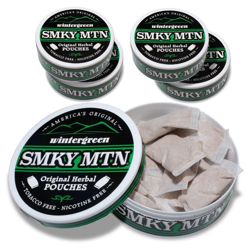 Smokey Mountain Wintergreen pouches close-up with soft fleece pouch and balanced moisture.