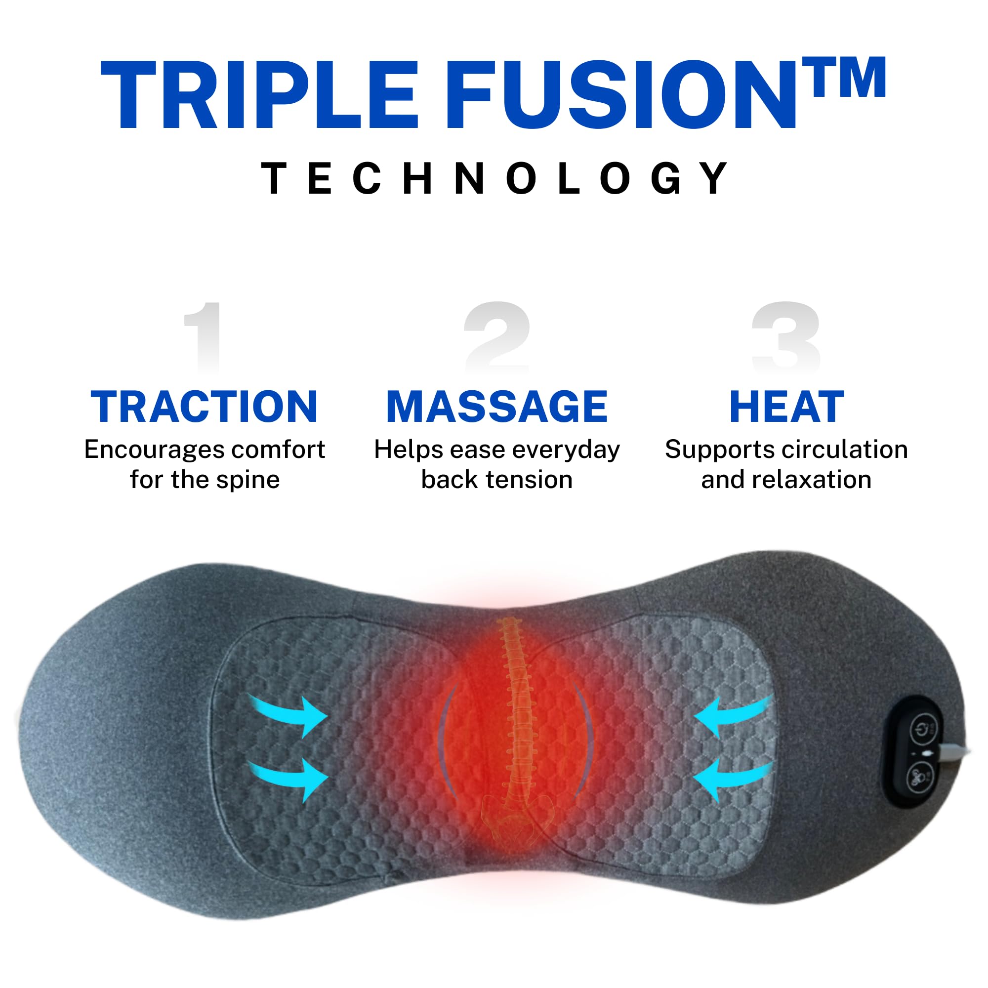 SmoothSpine massager plug-in power supports continuous sessions at home.