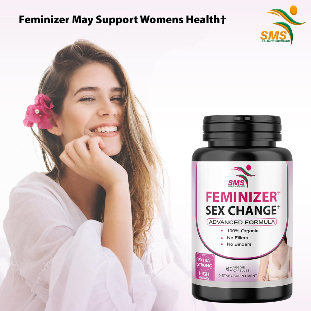 SMSHEALTHPRODUCTS Feminizer bottle pour showing user-friendly design.