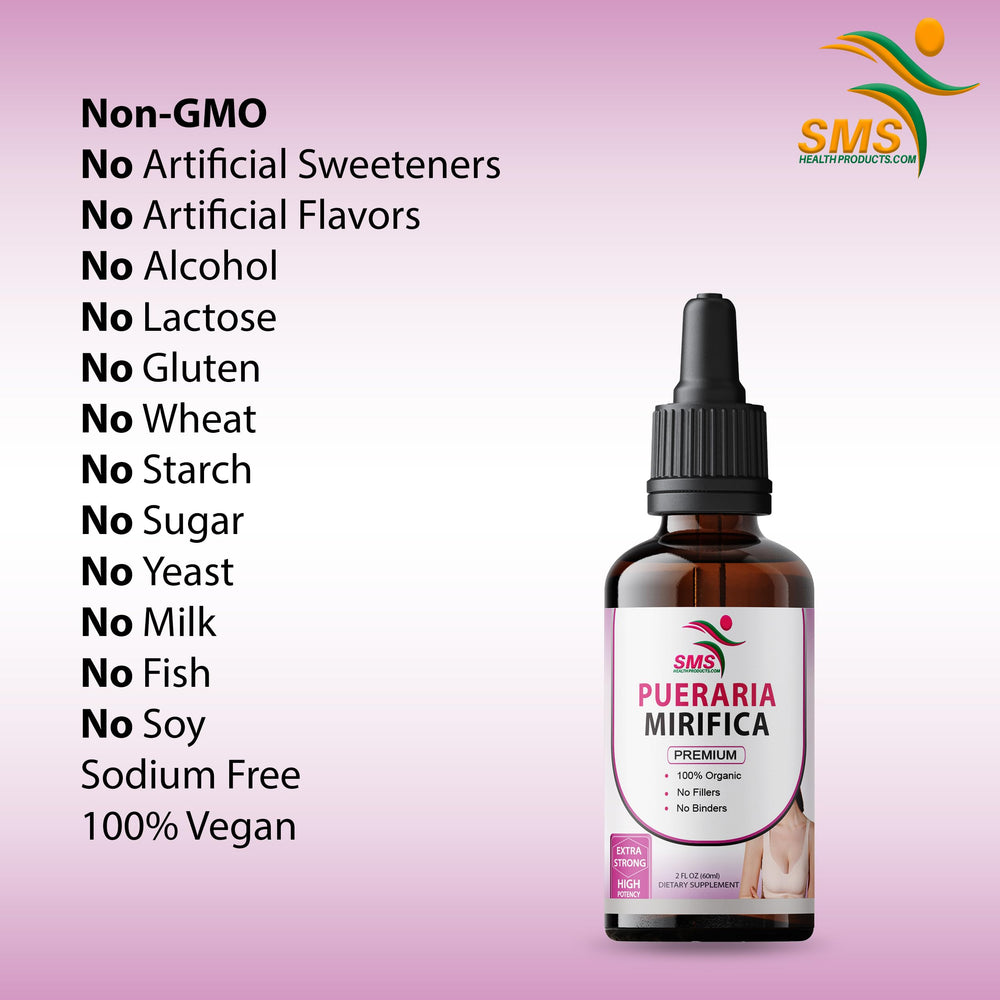 SMSHEALTHPRODUCTS Pueraria Mirifica Drops amber bottle; premium feel.