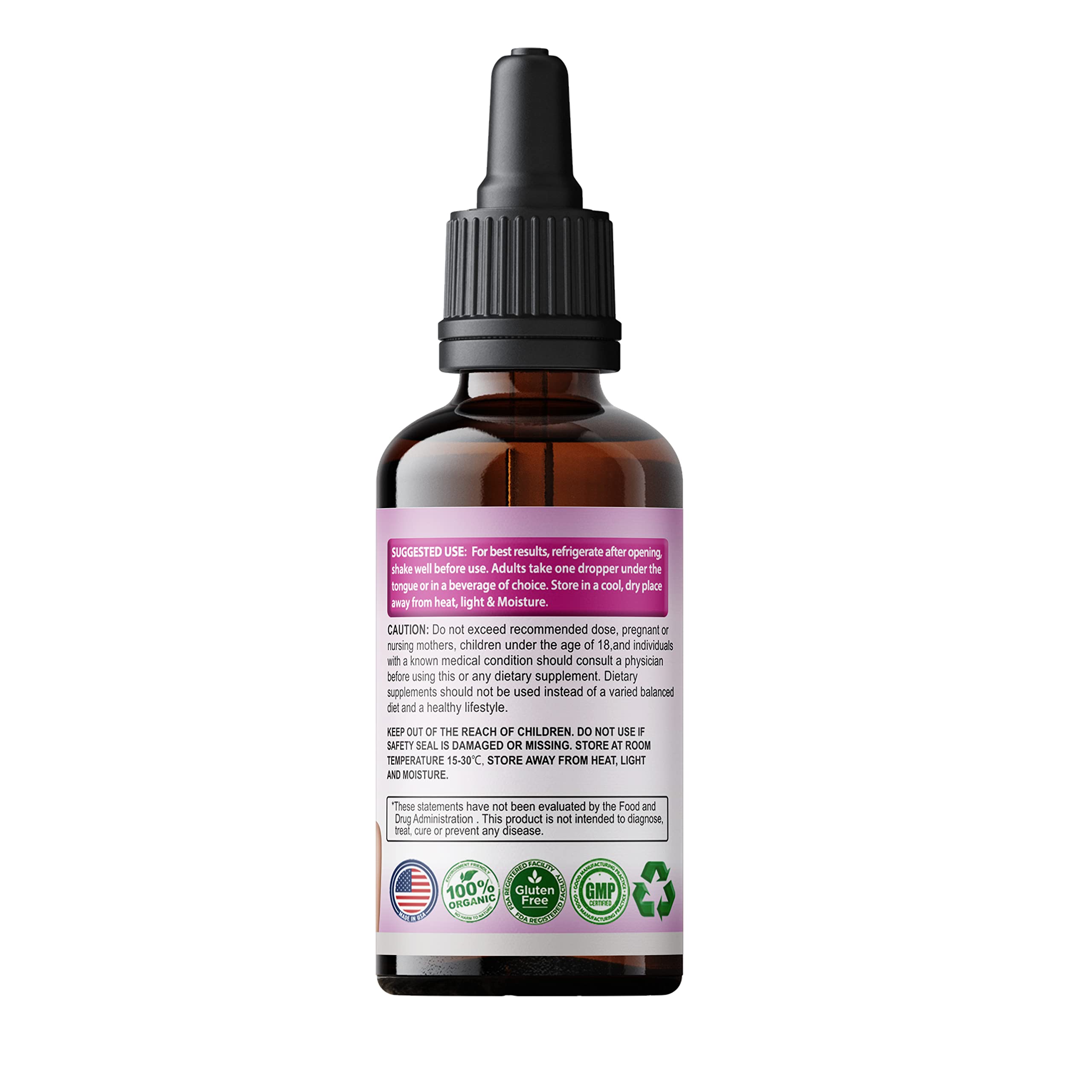 SMSHEALTHPRODUCTS Pueraria Mirifica Drops ingredients panel; clean formulation.