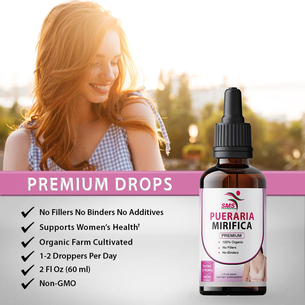 SMSHEALTHPRODUCTS Pueraria Mirifica Drops drop into tea; versatile mixing.