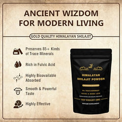 Scoop of SMSHEALTHPRODUCTS Shilajit powder ready for serving