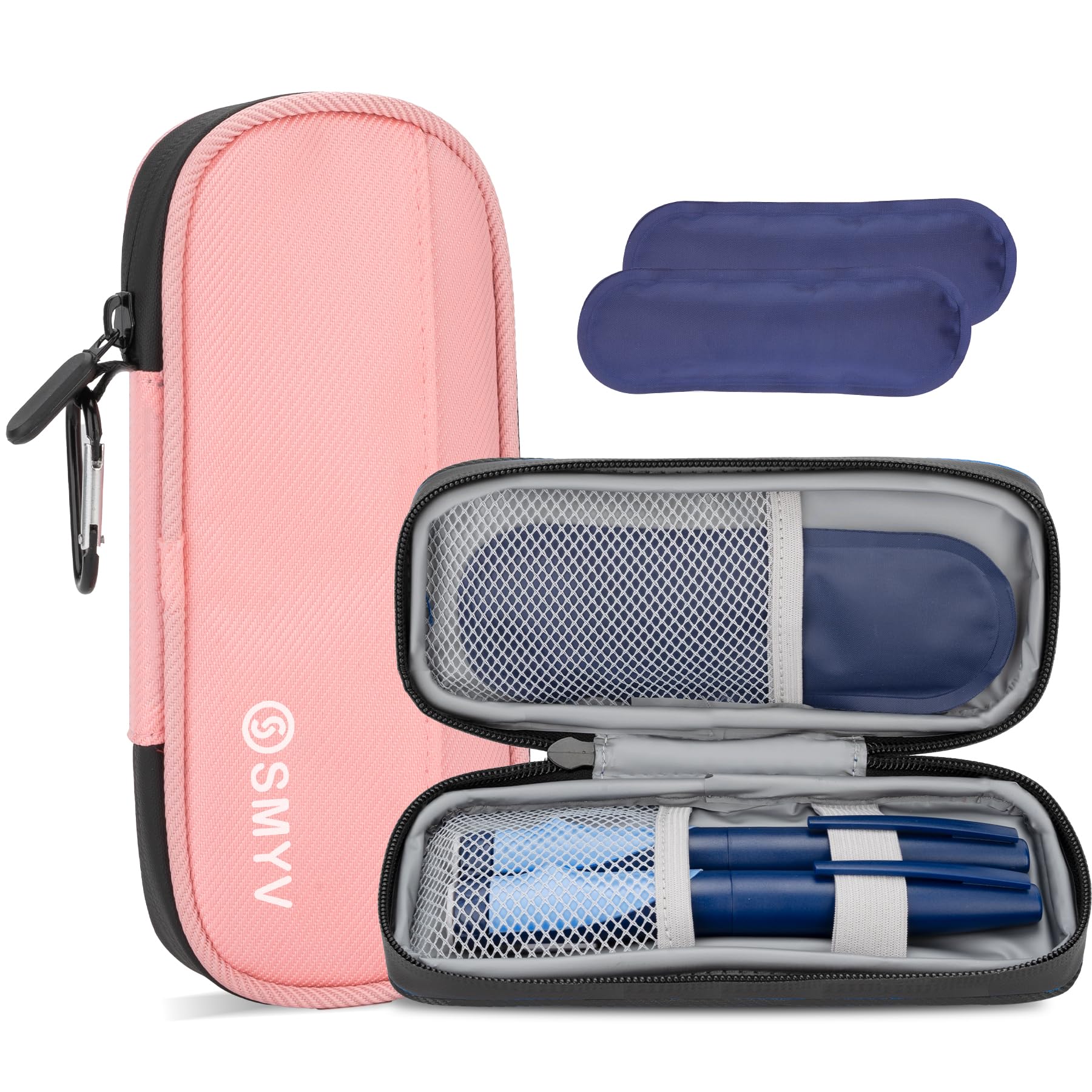 SMYV insulin travel case pink front view keeps supplies organized on the go