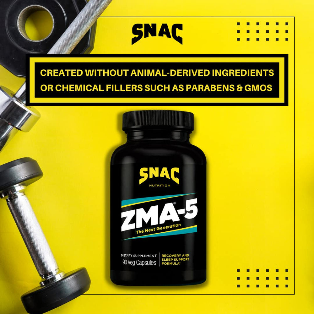 SNAC ZMA-5 with workout gear, used by athletes for sleep and recovery