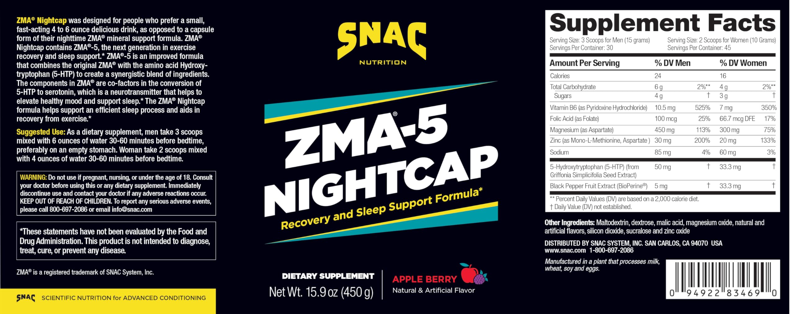 SNAC ZMA-5 tub closeup showing powder texture for easy mixing