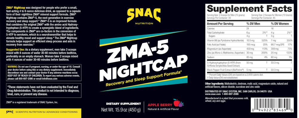 SNAC ZMA-5 tub closeup showing powder texture for easy mixing
