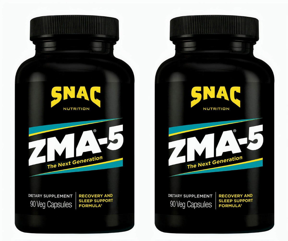 SNAC ZMA-5 capsule close-up showing zinc, magnesium, 5-HTP blend for recovery support