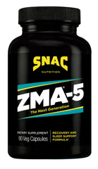 SNAC ZMA-5 sleep capsules close-up showing veggie formula for nightly use