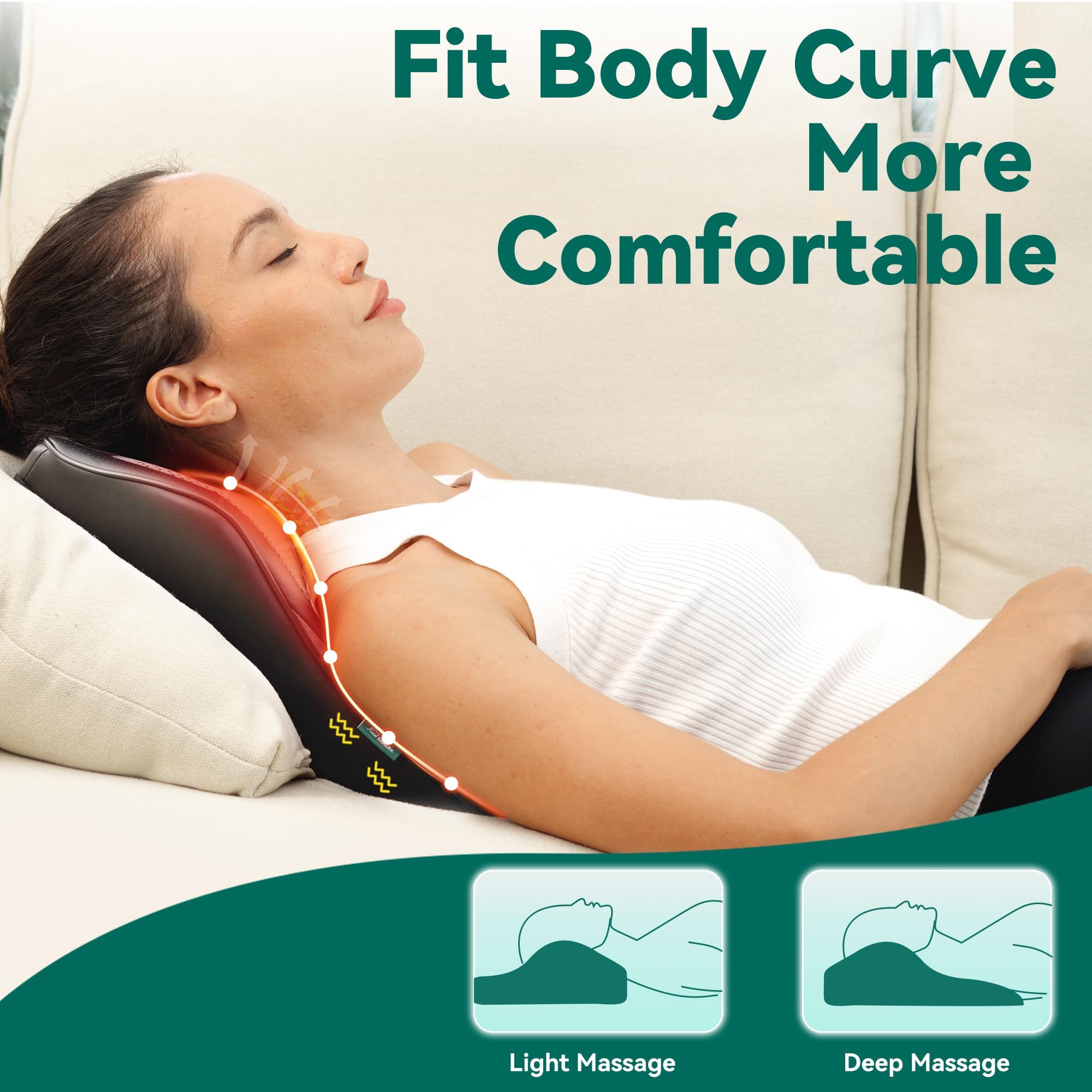 Snailax 3D kneading massage pillow delivers multi-node relief for tense upper back.