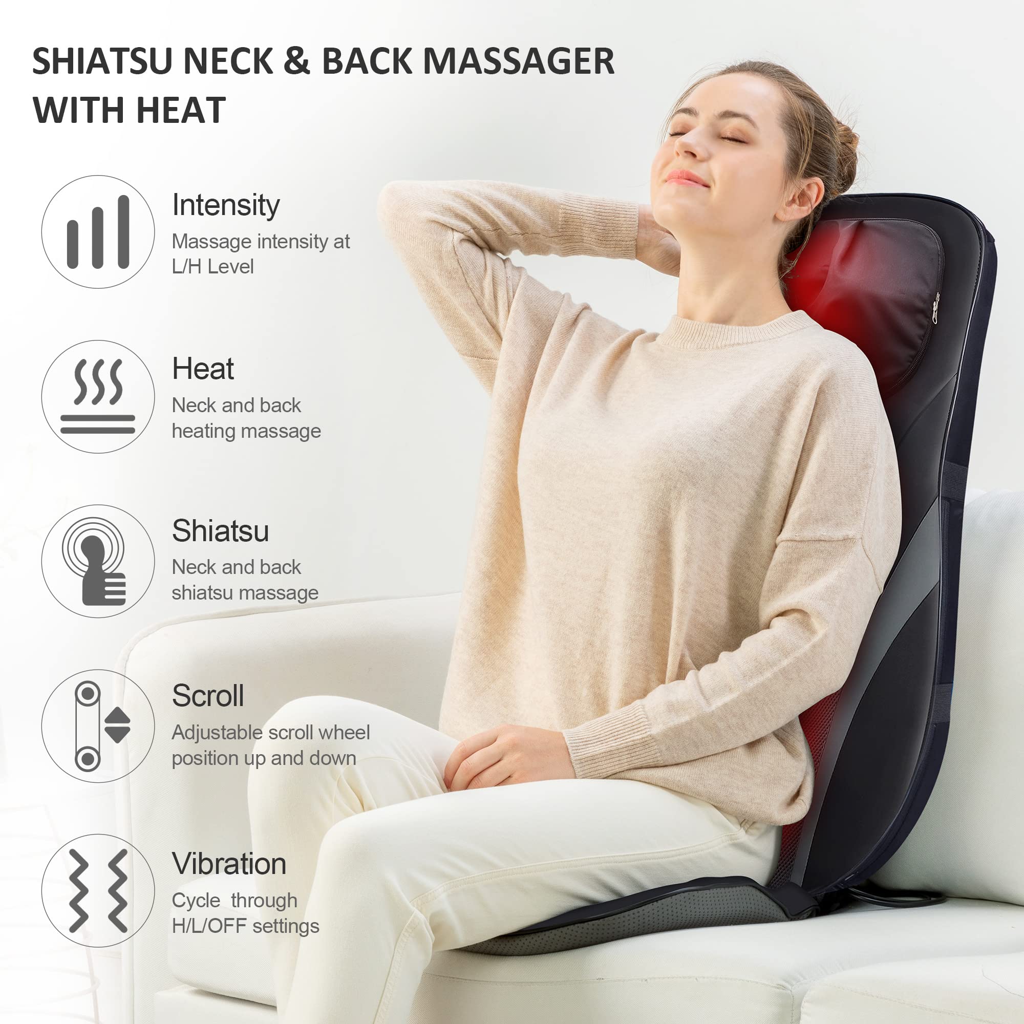 Snailax four neck massage nodes target neck tension with adjustable height