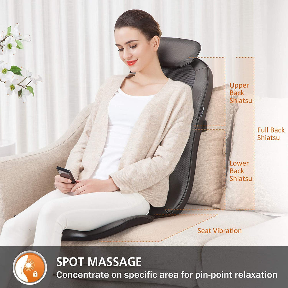 Adjustable-width shiatsu balls personalize spine massage for tailored comfort