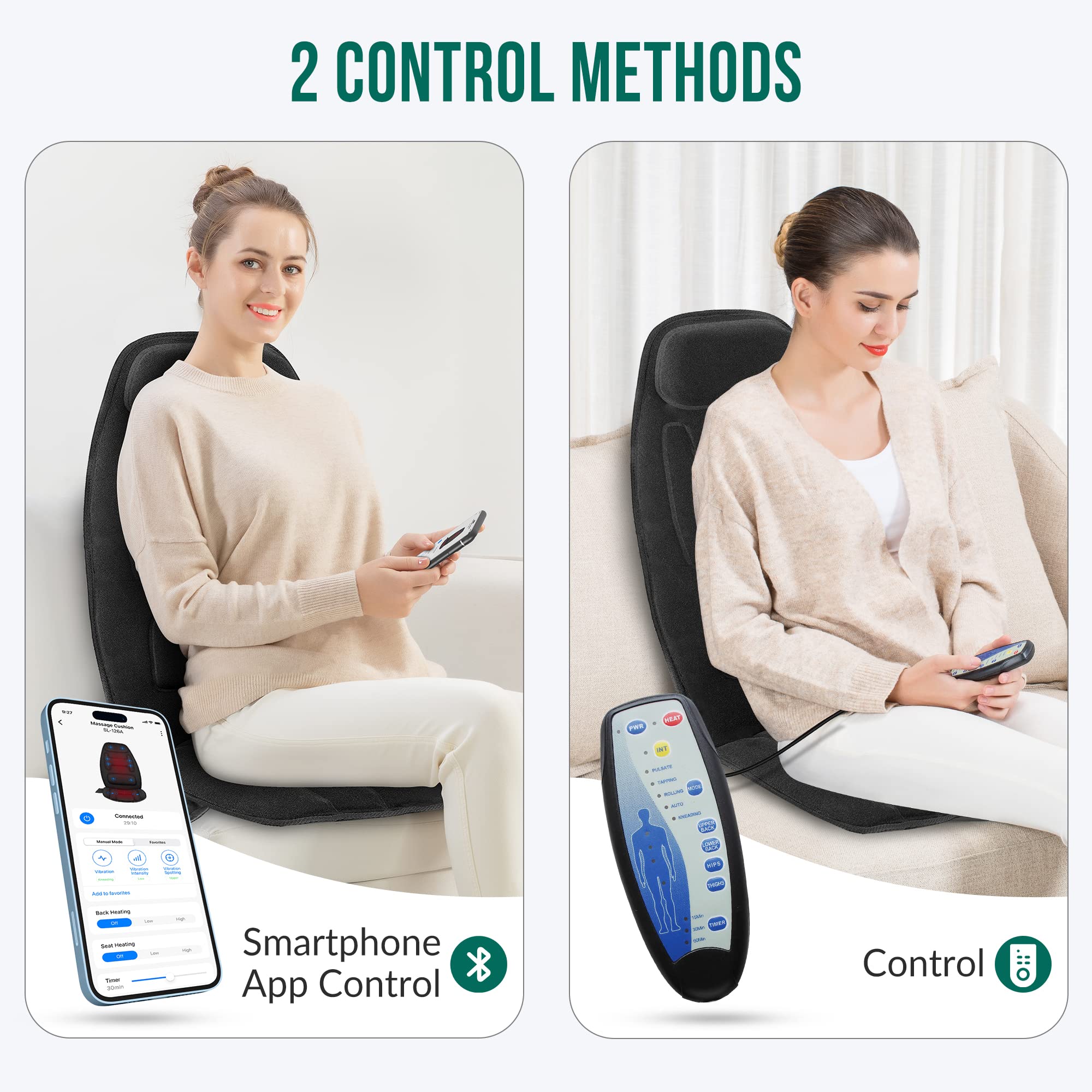 Snailax APP control screen demonstrates easy, personalized massage sessions.