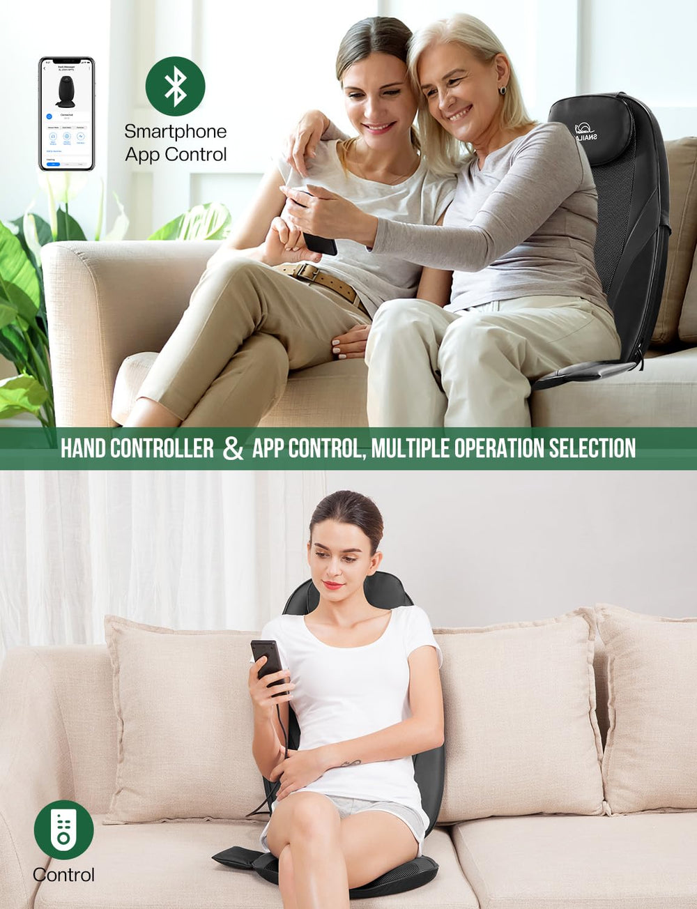 Snailax app control interface for easy remote massage settings.