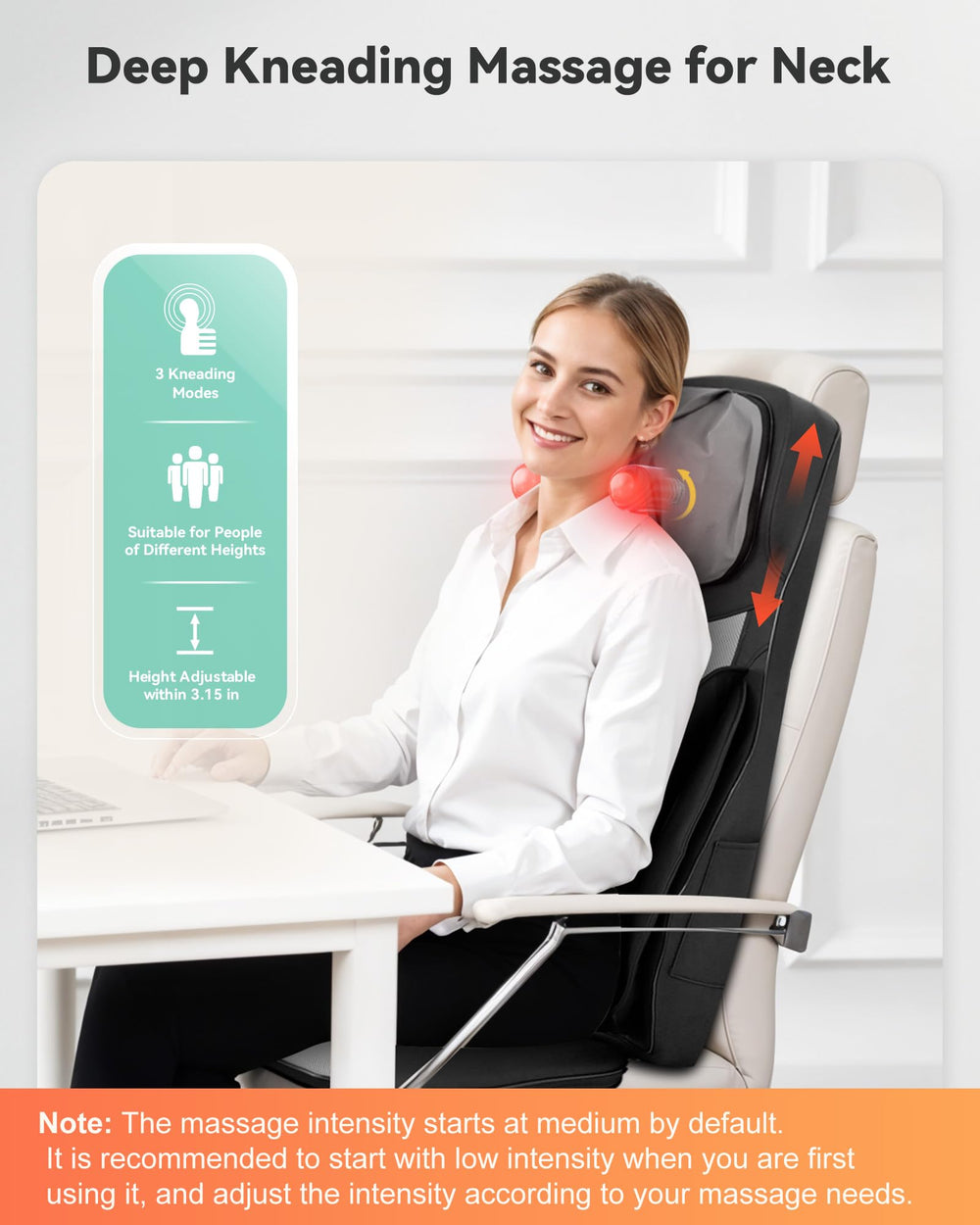 Back massage with heat delivers soothing warmth
